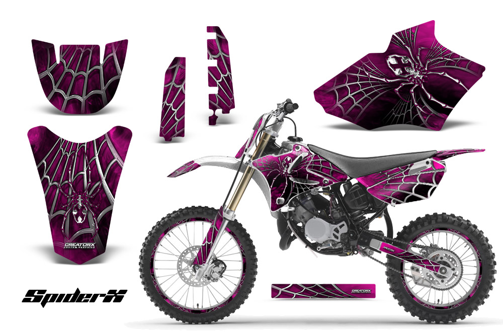 Yamaha YZ85 02-12 Graphics Kit SpiderX Pink NP Rims